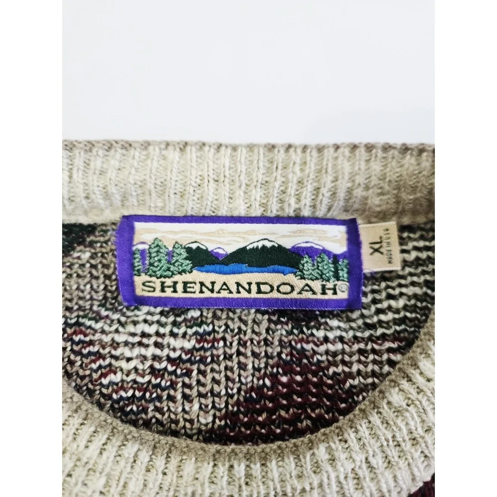 Vintage‎ Shenandoah Sweater Men's XL Multi Colored USA Cotton Diamond Pattern